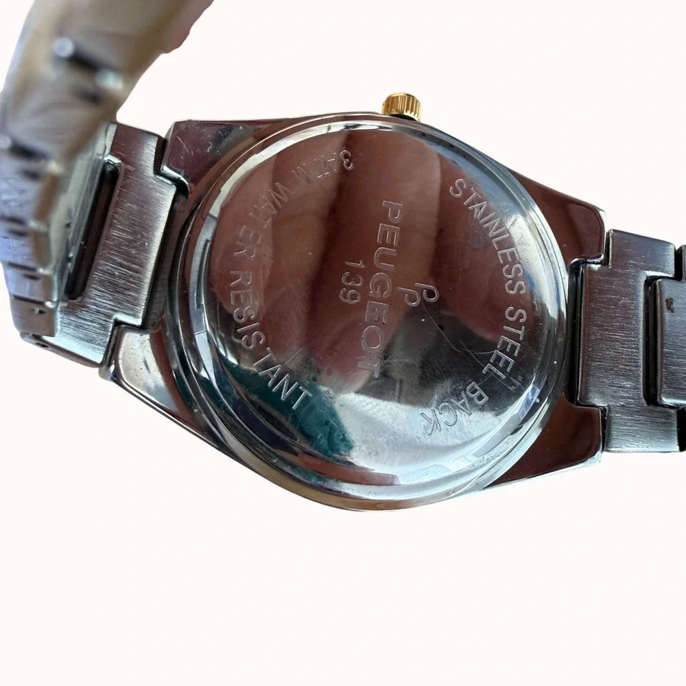 Peugeot Two-Tone Roman Numeral Mens Quartz Watch Stainless Steel 30M Water Resis